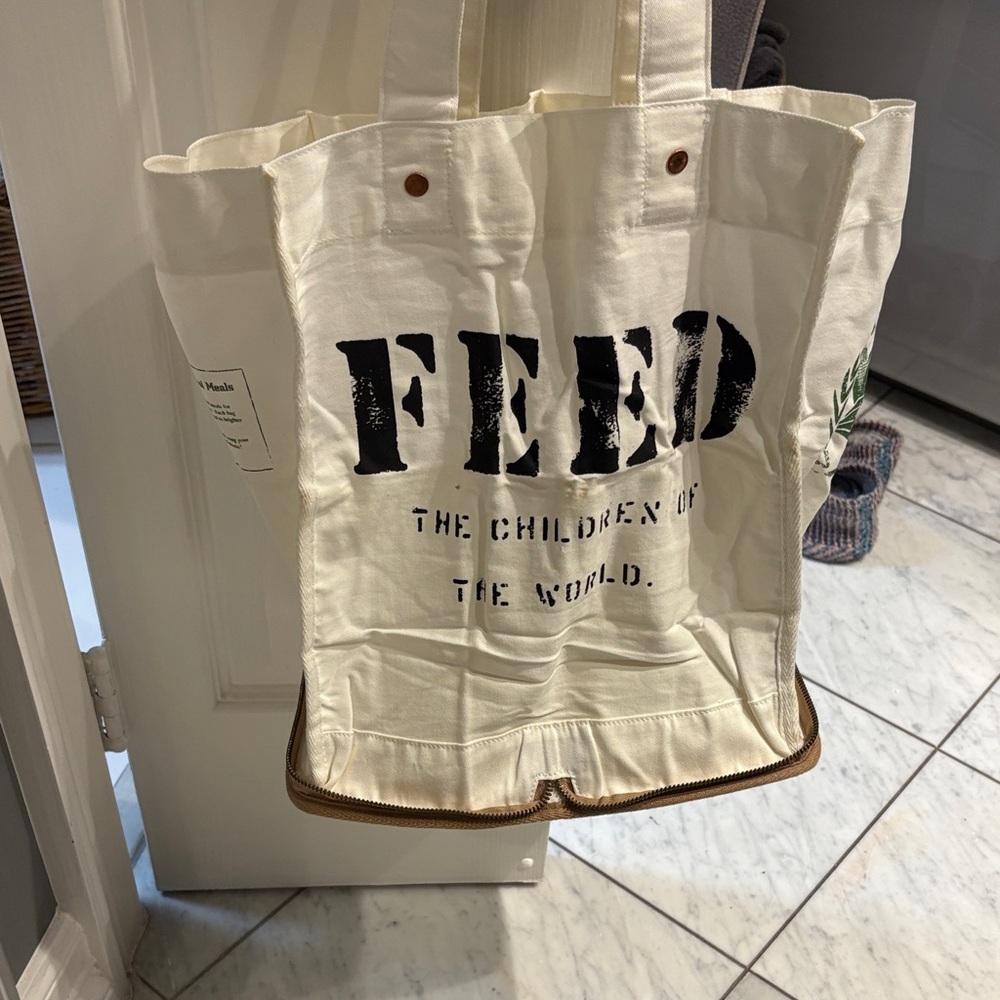 FEED Canvas Tote Bag in Natural with Black Logo